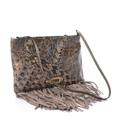 Jimmy Choo Snakeskin Suede Fringe Tita Convertible Clutch 3 of 8