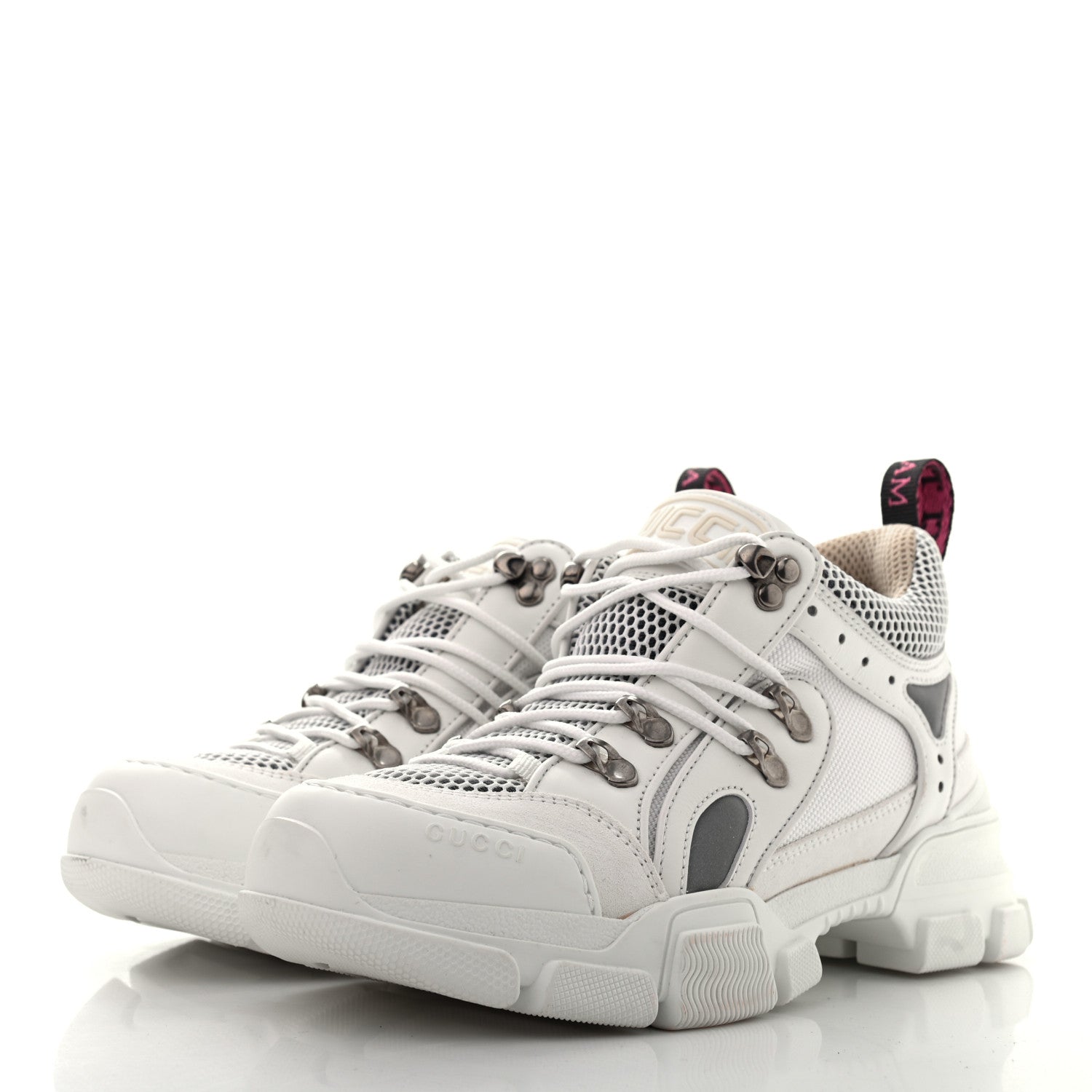 Gucci X SEGA Mesh Calfskin Suede Womens Flashtrek Sneakers 37.5 Great White 3 of 12