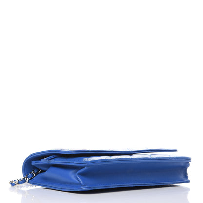 Chanel Lambskin Quilted Wallet On Chain WOC Bright Blue 4 of 11