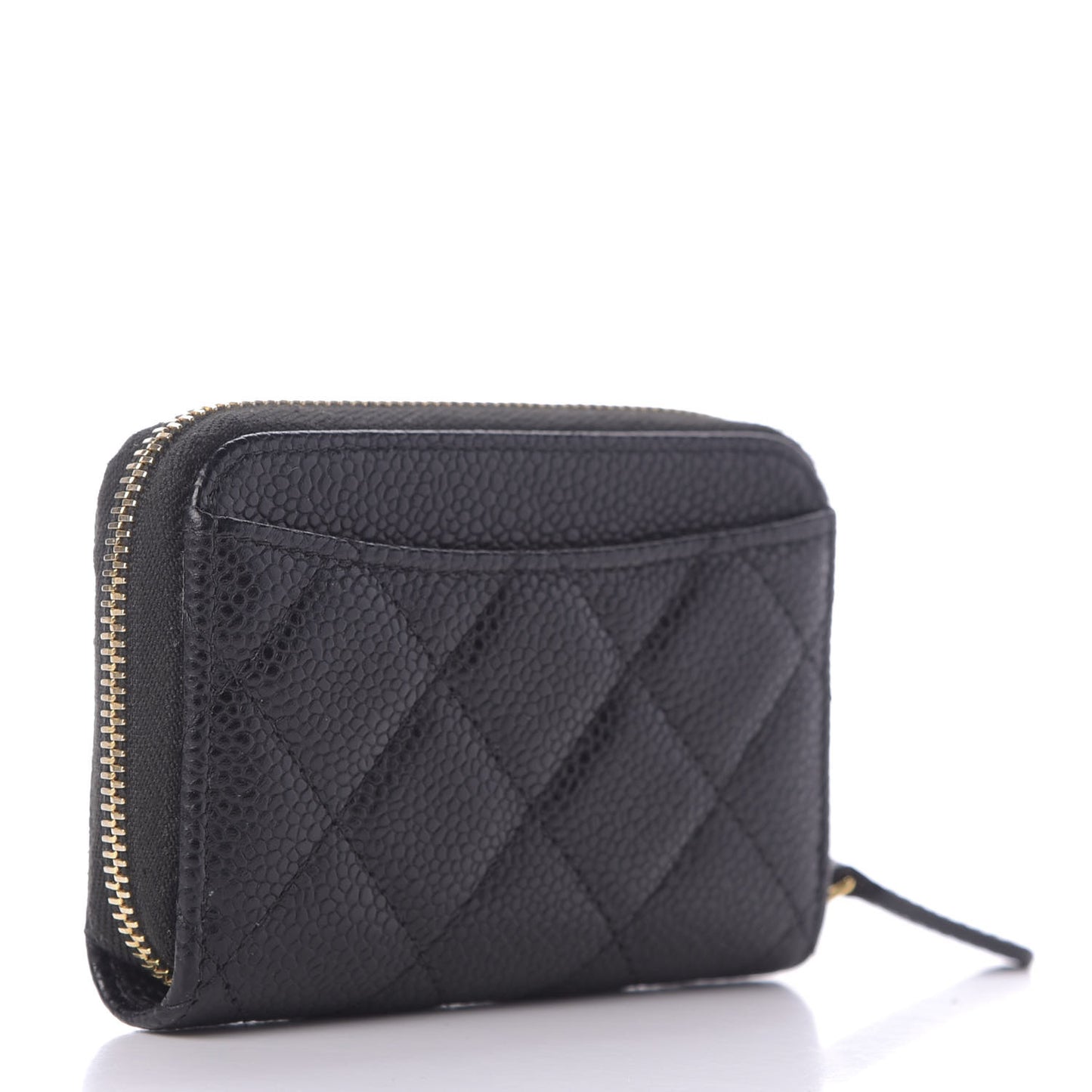 Caviar Quilted Zip Coin Purse Black