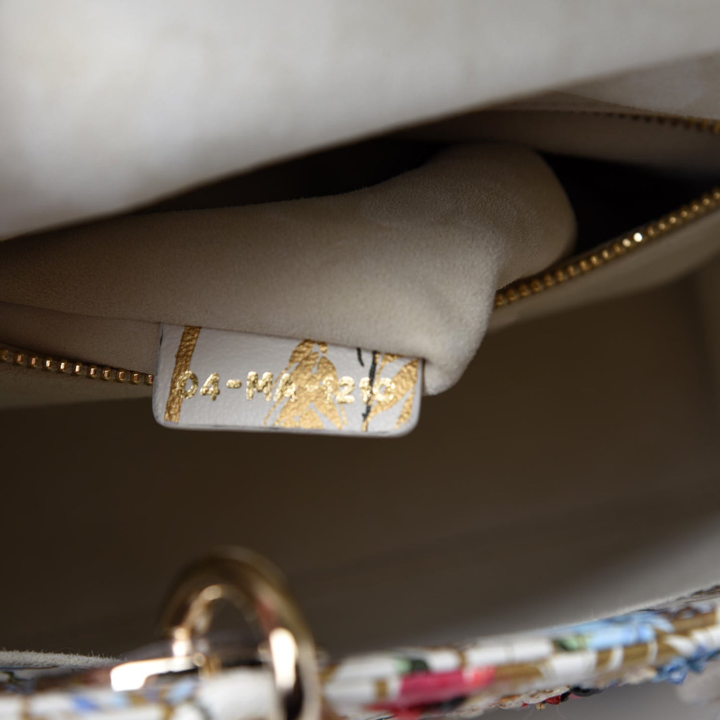 Calfskin Hibiscus Printed Embroidered My ABCDior Lady Dior Beige Multicolor