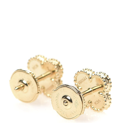 Van Cleef & Arpels 18K Yellow Gold Mother of Pearl Sweet Alhambra Earrings 6 of 11