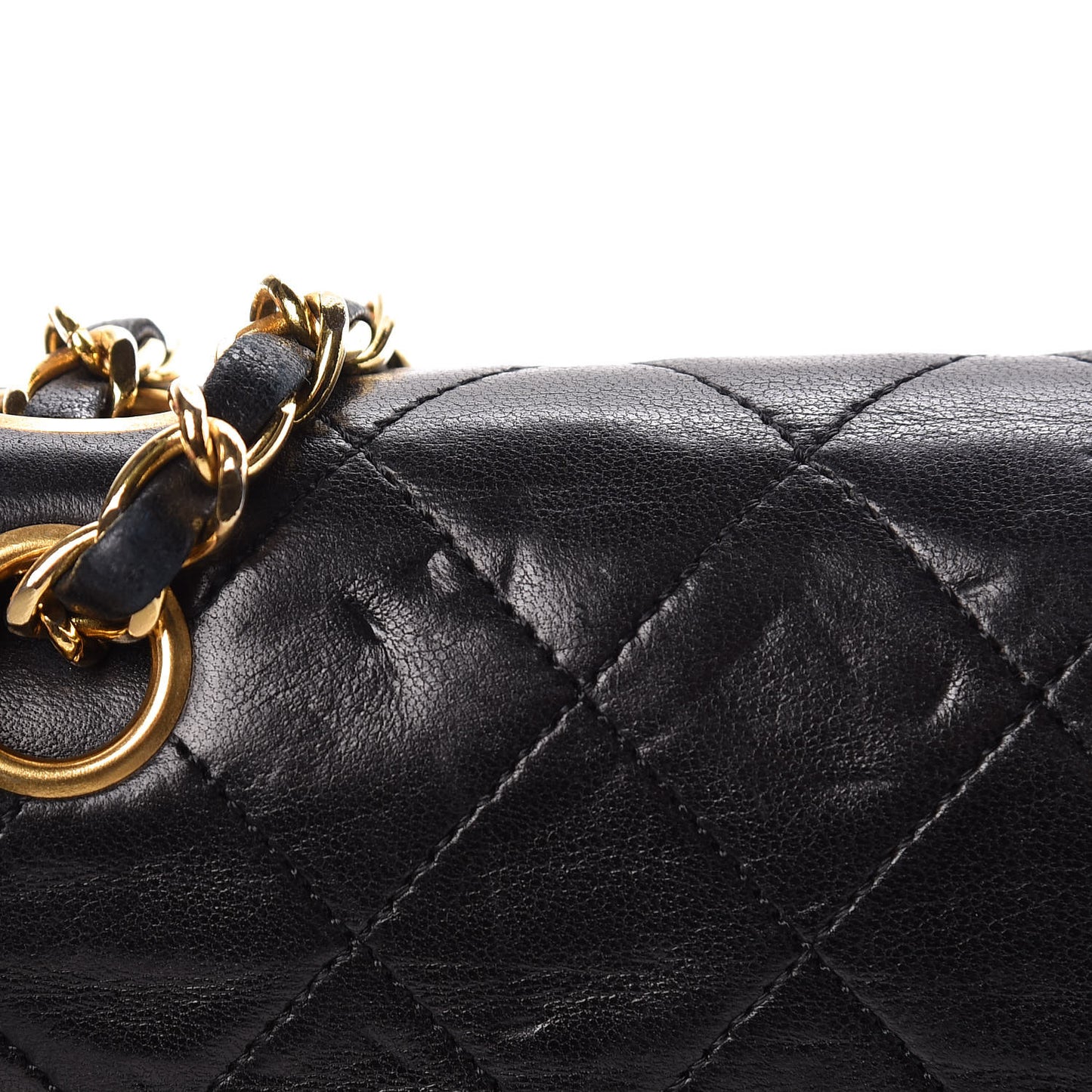 Lambskin Quilted Medium Double Flap Black