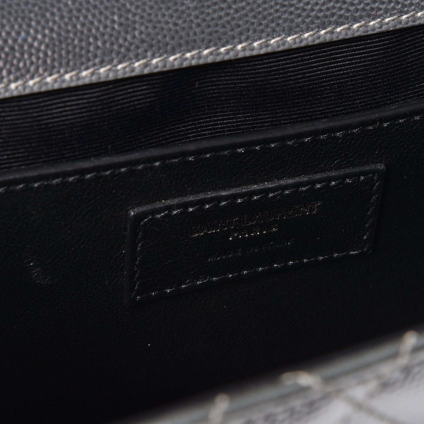 Metallic Grain De Poudre Textured Mixed Matelasse Triquilt Medium Monogram Satchel Silver