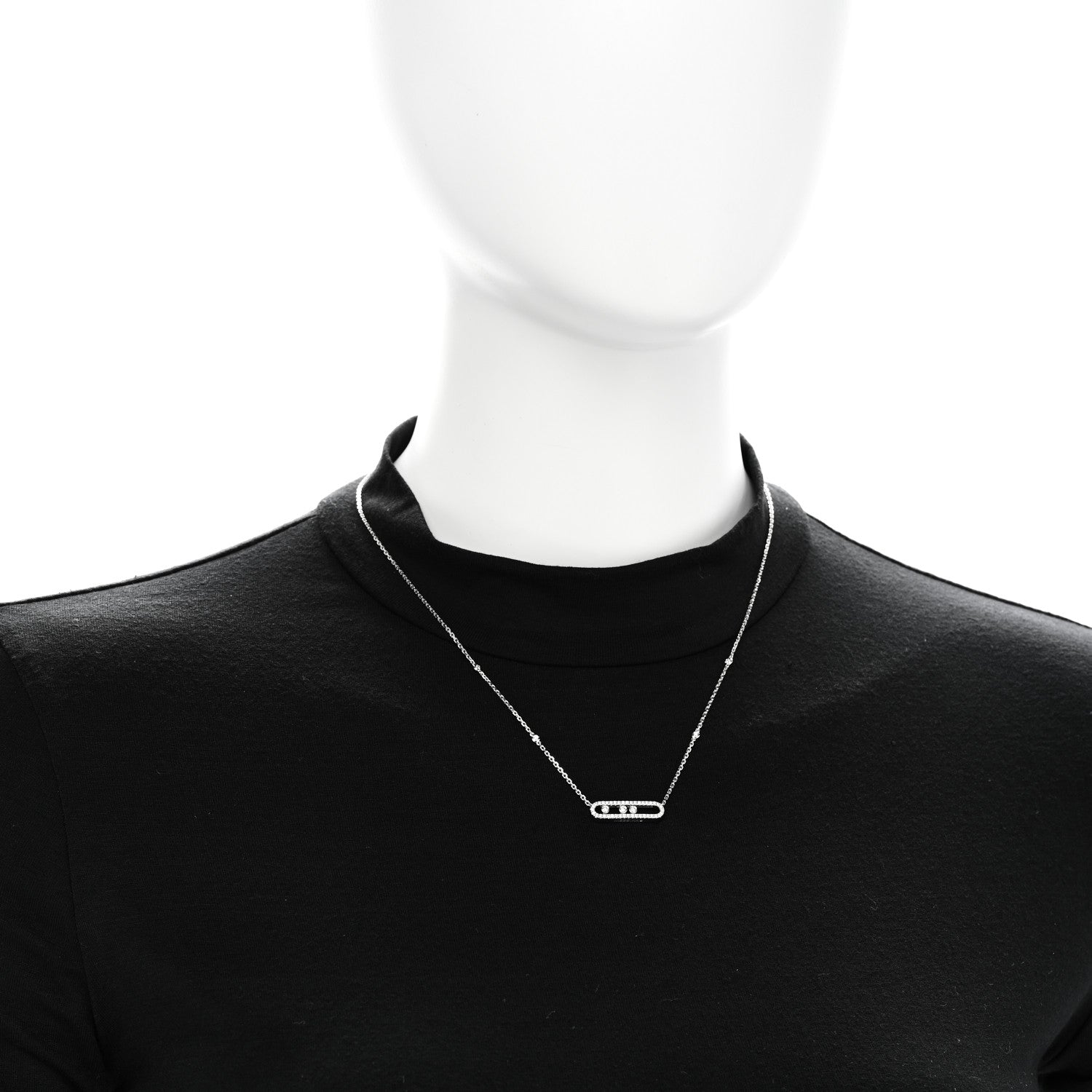 Messika 18K White Gold Diamond Baby Move Pave Necklace 2 of 5