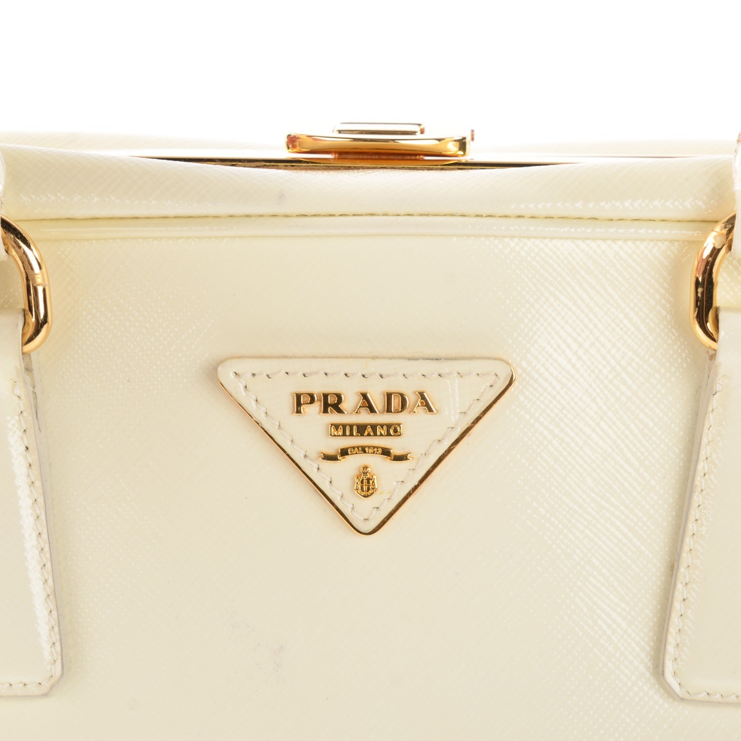 Prada Saffiano Vernice Frame Bag White 8 of 14