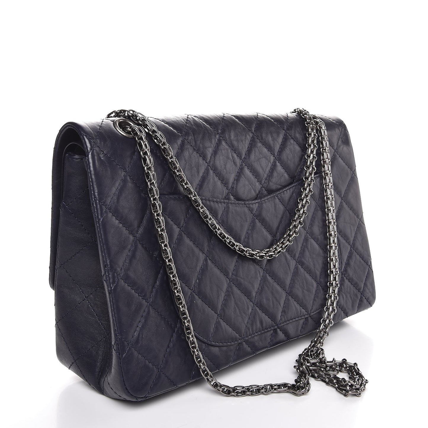 Aged Calfskin Quilted 2.55 Reissue 227 Flap Navy Blue