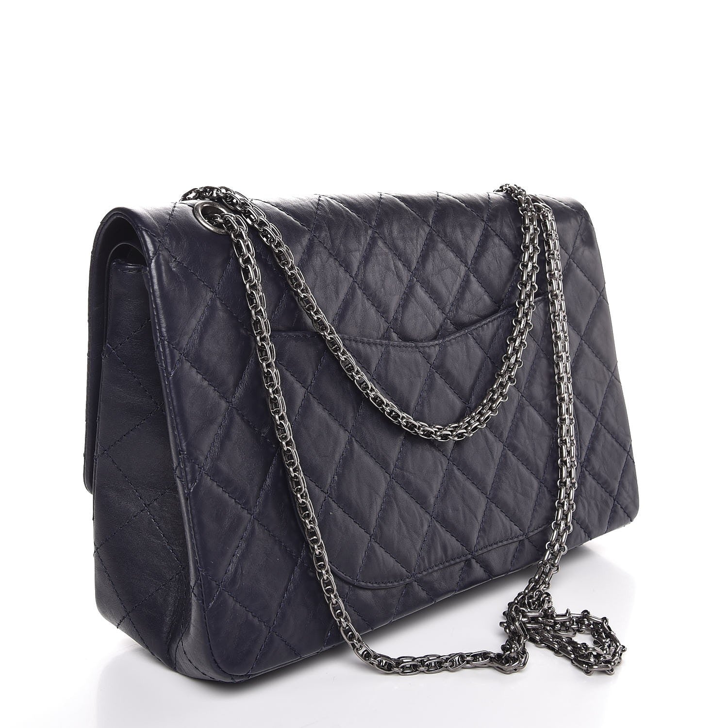 Chanel Aged Calfskin Quilted 2.55 Reissue 227 Flap Navy Blue 4 of 9