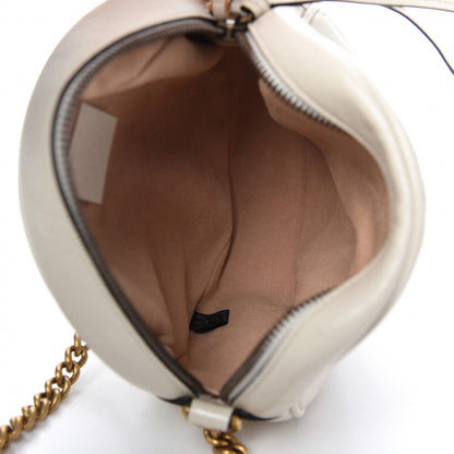 Gucci Calfskin Matelasse Mini GG Marmont Round Shoulder Bag White 5 of 9