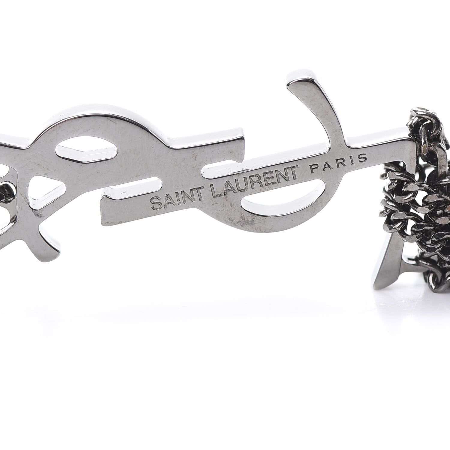 Saint Laurent Brass Monogram Chain Earrings 4 of 4