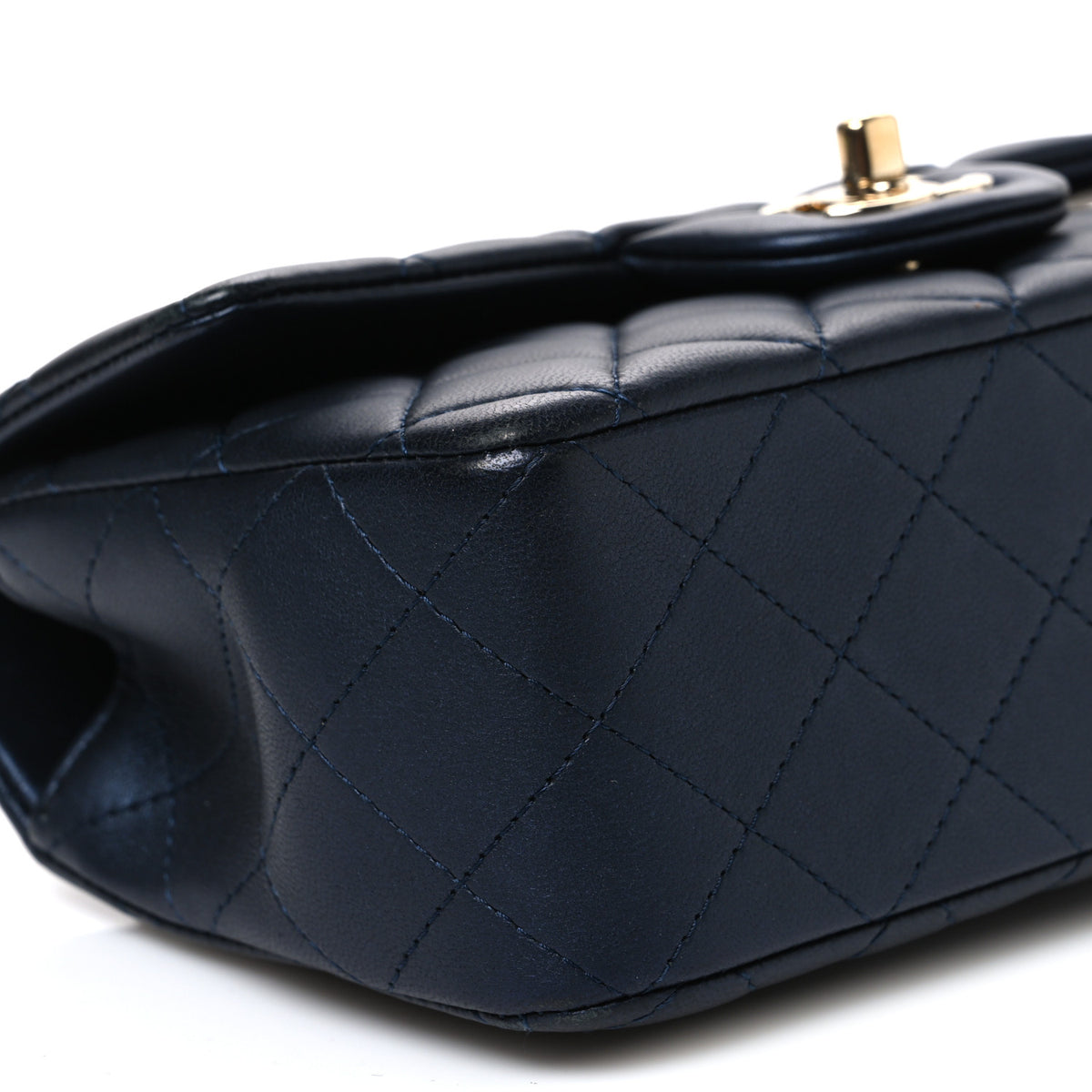 Chanel Iridescent Lambskin Quilted Mini Top Handle Rectangular Flap Dark Blue 9 of 10