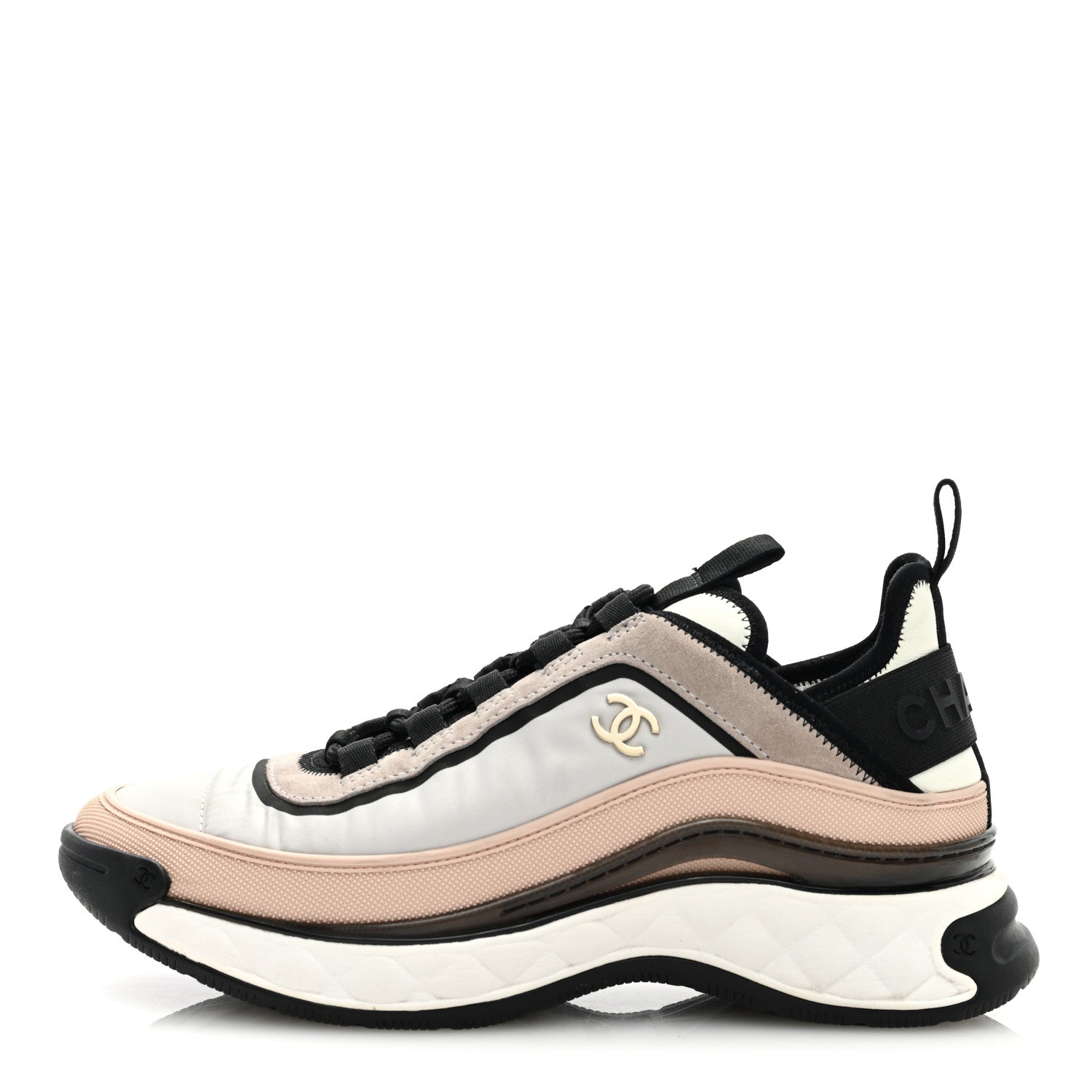 Chanel Fabric Suede Calfskin CC Sneakers 39 Pink Grey 1 of 8