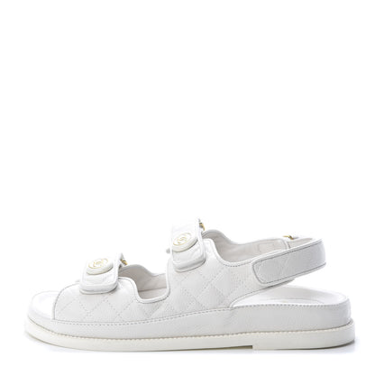 Chanel Grained Calfskin Velcro Dad Sandals 40 White 1 of 9