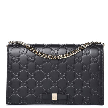 Gucci Guccissima Signature Bowy Chain Wallet Black 1 of 7