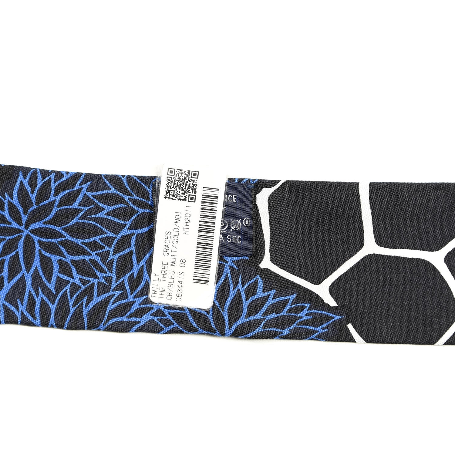 Hermes Silk The Three Graces Twilly Bleu Nuit Gold Black 2 of 4