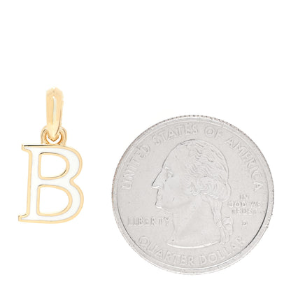 David Yurman 18K Yellow Gold Enamel Initial B Charm Pendant White 2 of 3