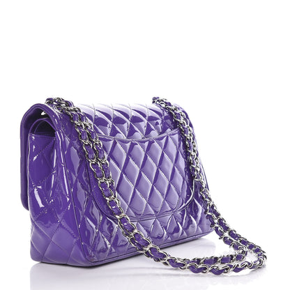 Chanel Patent Calfskin Quilted Jumbo Double Flap Purple 4 of 11