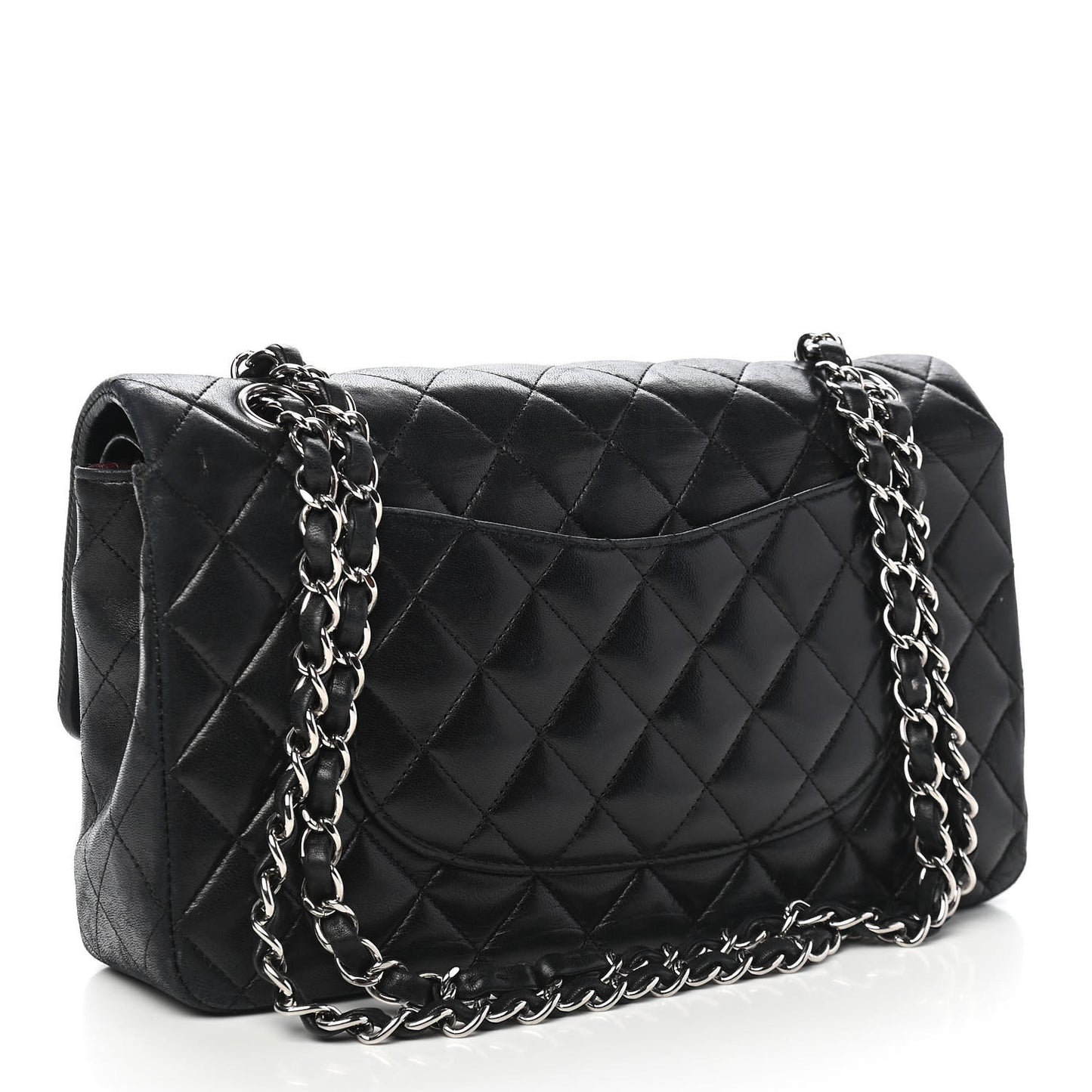 Lambskin Quilted Medium Double Flap Black
