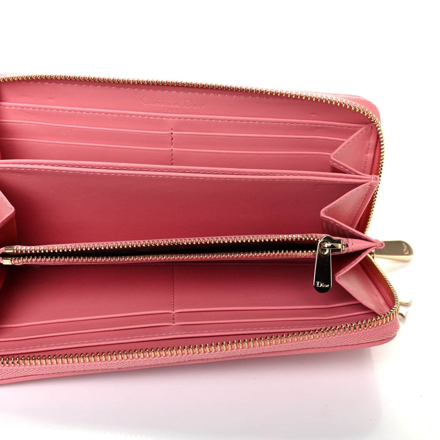 Lambskin Cannage Lady Dior Voyageur Wallet Pink