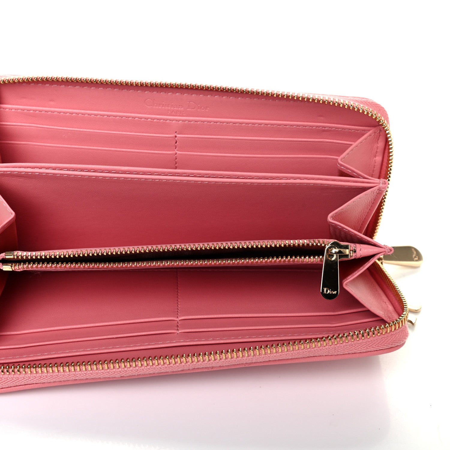 Christian Dior Lambskin Cannage Lady Dior Voyageur Wallet Pink 4 of 4