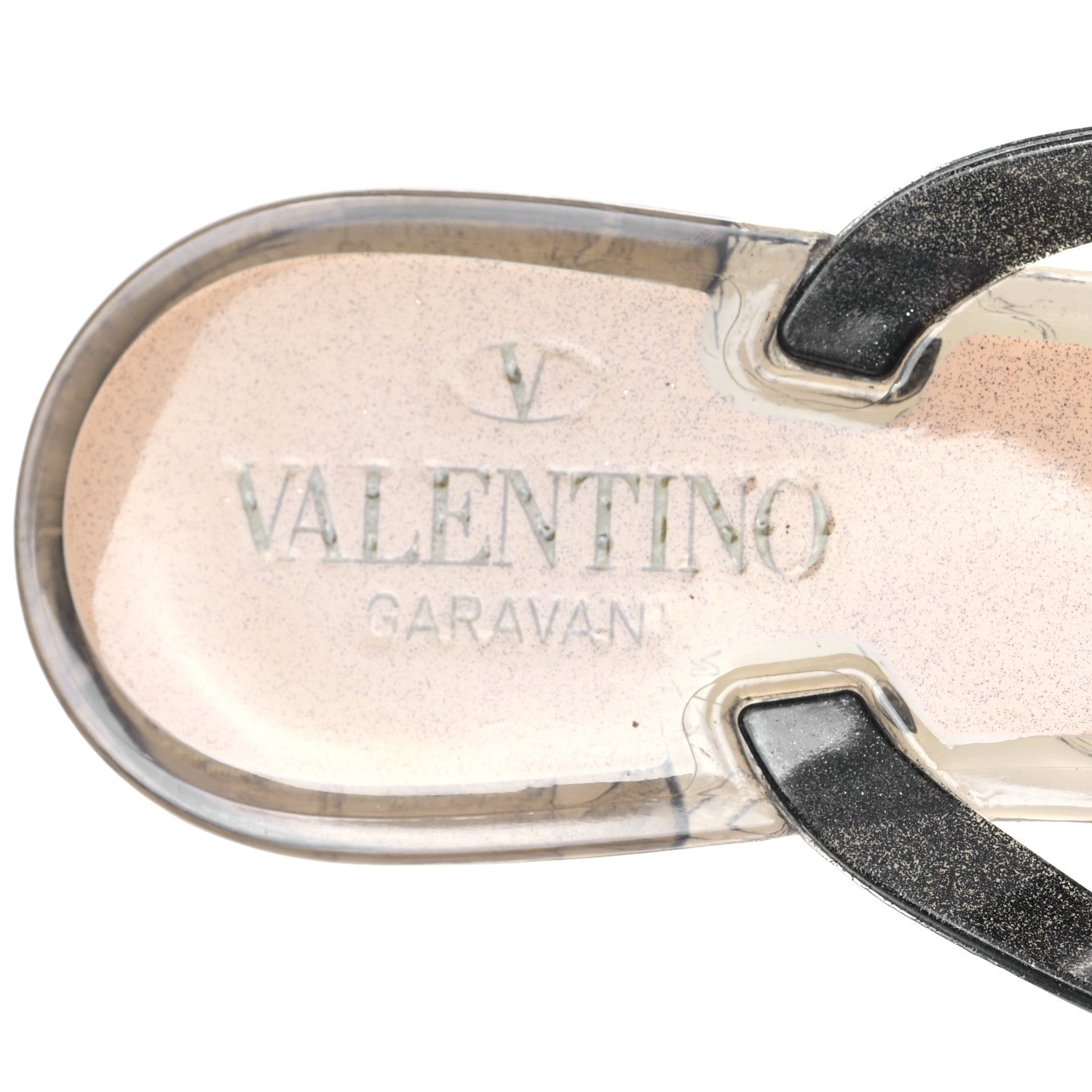 Valentino Garavani PVC Jelly Glitter Rockstud Bow Thong Sandals 37 Black 7 of 7