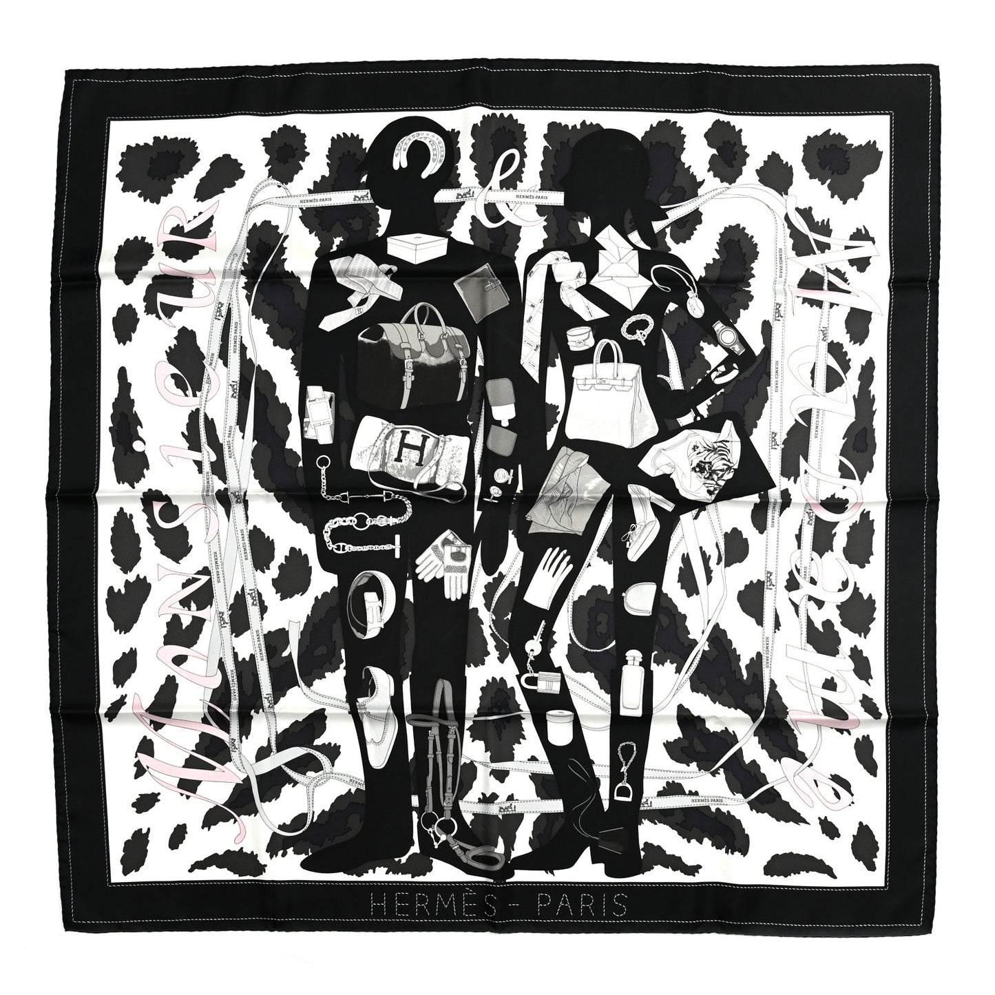 Silk Monsieur et Madame II Scarf 90 Black
