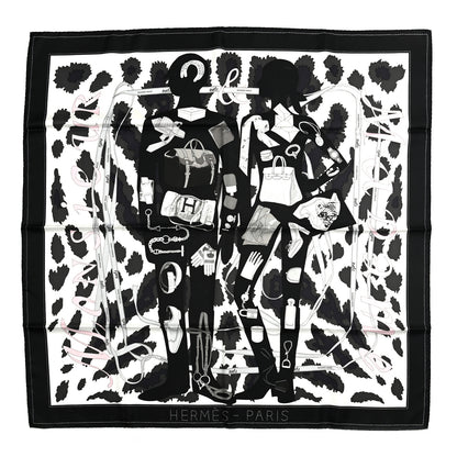 Hermes Silk Monsieur et Madame II Scarf 90 Black 1 of 5