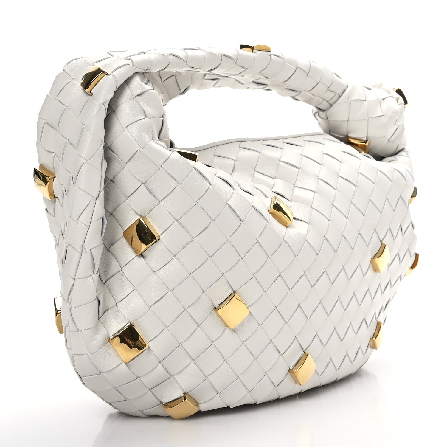 Bottega Veneta Nappa Studded Intrecciato Teen Jodie Hobo Chalk 3 of 8