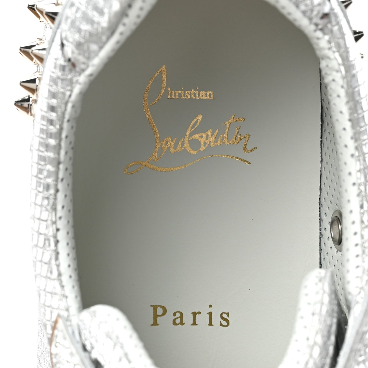 Glitter Metallic Calfskin Spikes Vieira 2 Flat Sneakers 40 Silver