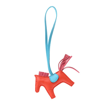Hermes Milo Lambskin Grigri Rodeo Horse Bag Charm PM Orange Poppy Rose Azalee Bleu Azteque 1 of 3