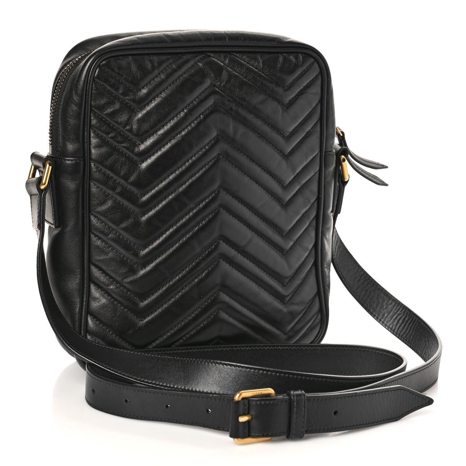 Gucci Calfskin Matelasse GG Marmont Travel Bag Black 3 of 10