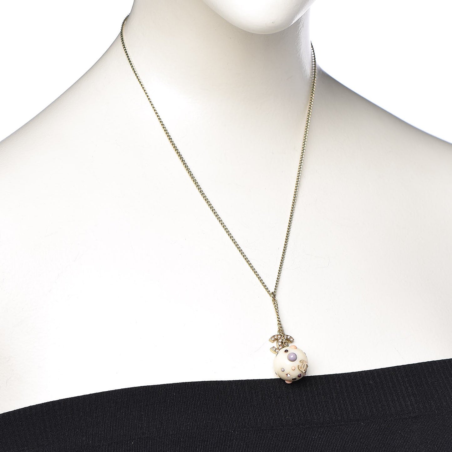 Crystal CC Ball Necklace Gold