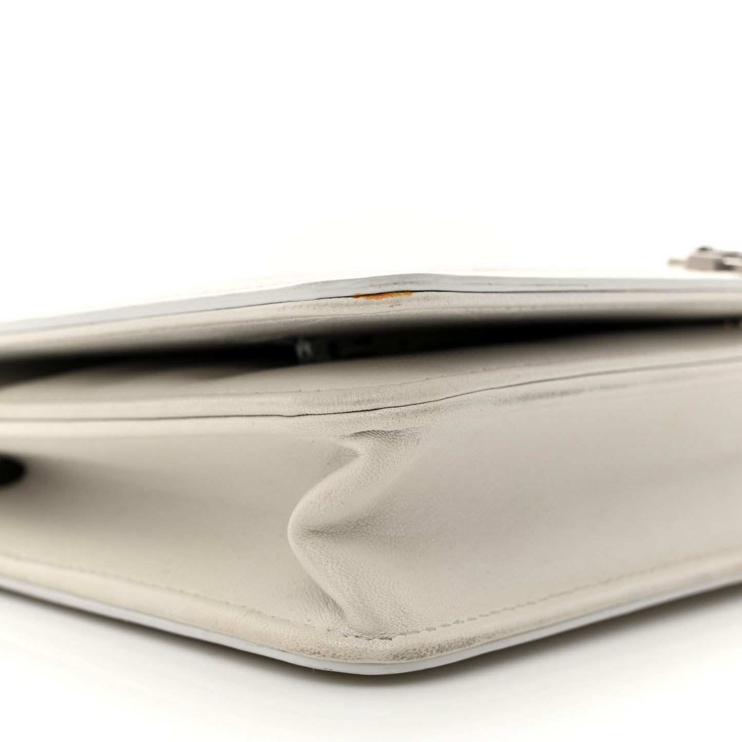 Metallic Galuchat Stingray Lambskin Boy Wallet On Chain WOC Silver