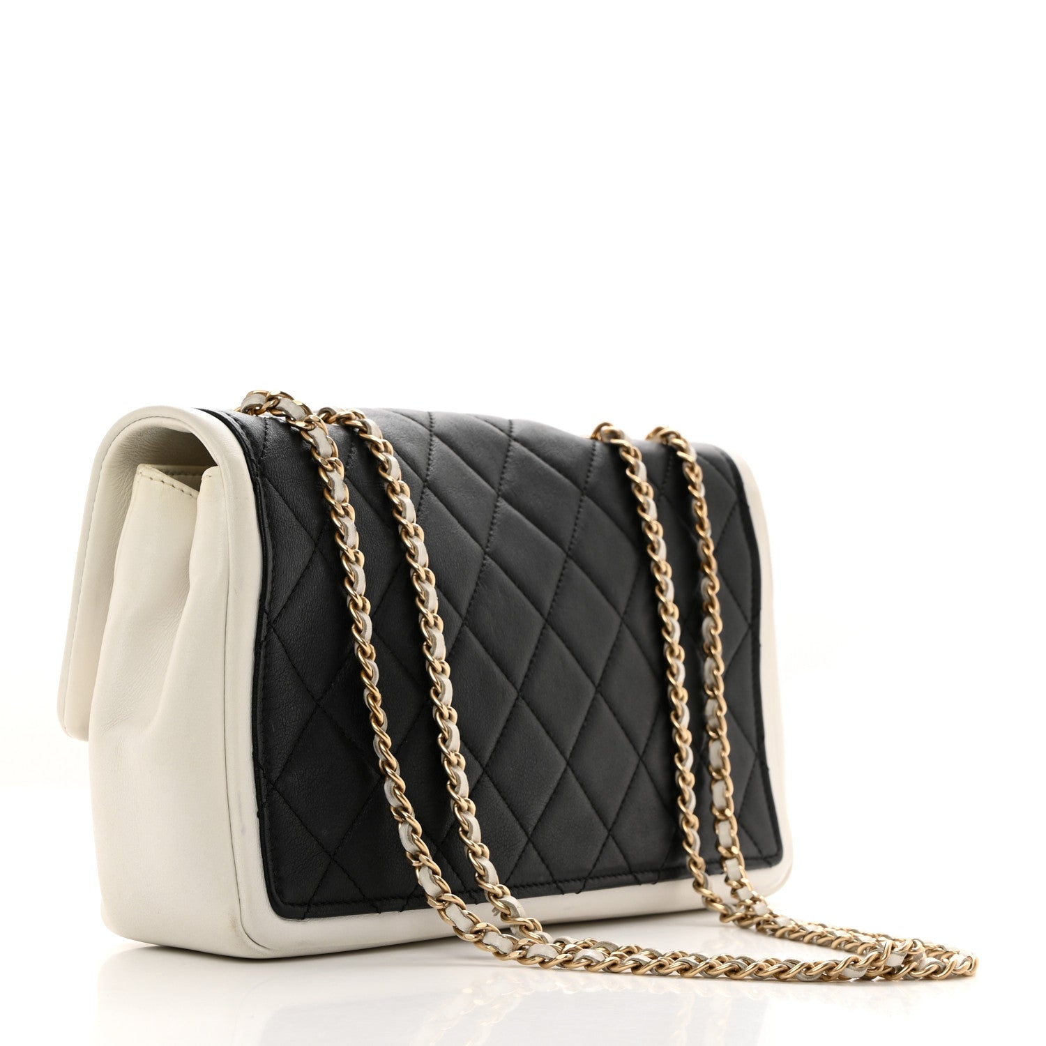 Chanel Calfskin Quilted Medium Graphic Flap Black White 2 of 10