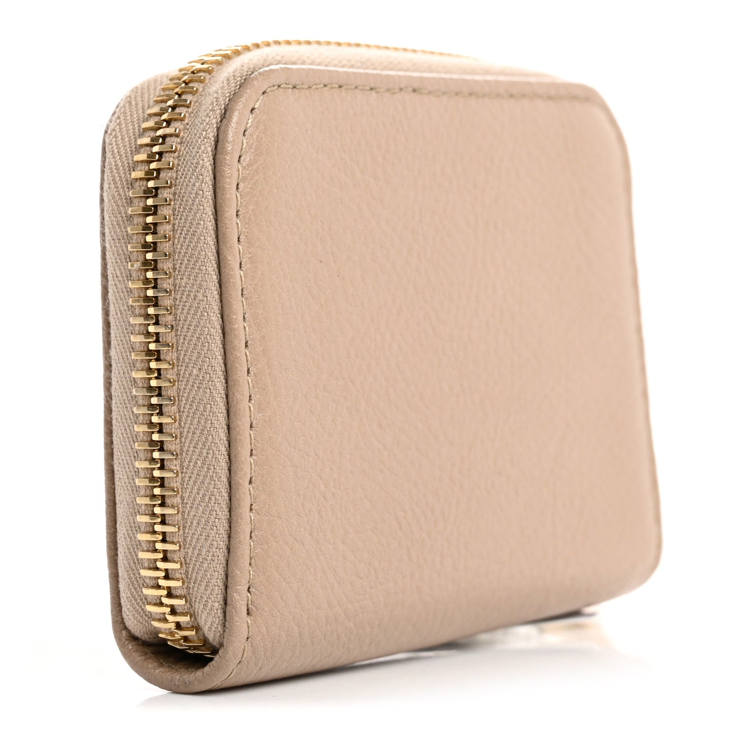 Shiny Grained Calfskin Banana Zipped Coin Purse Boyish Brown