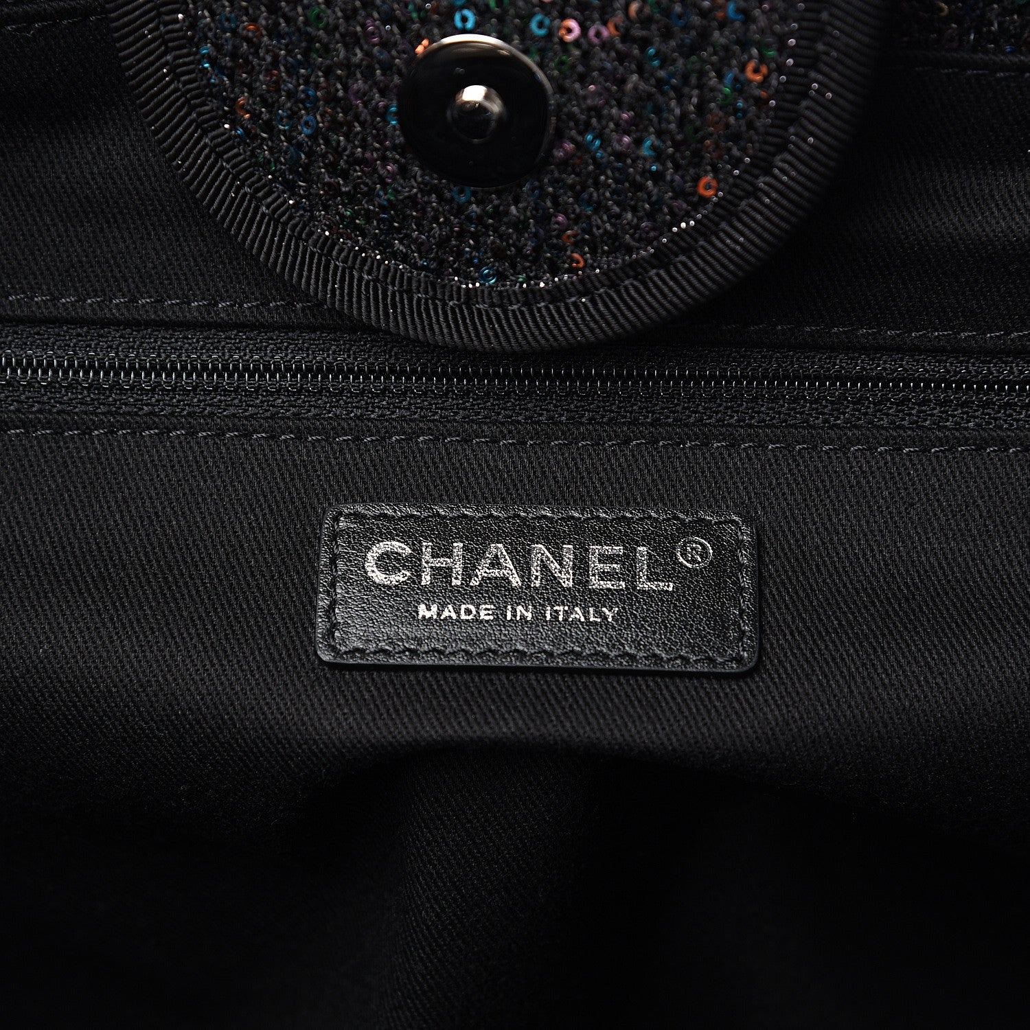 Chanel Calfskin Sequin Medium Deauville Tote Black 5 of 9
