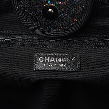 Chanel Calfskin Sequin Medium Deauville Tote Black 5 of 9