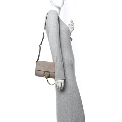 Chloe Suede Calfskin Small Faye Shoulder Bag Motty Grey 2 of 12