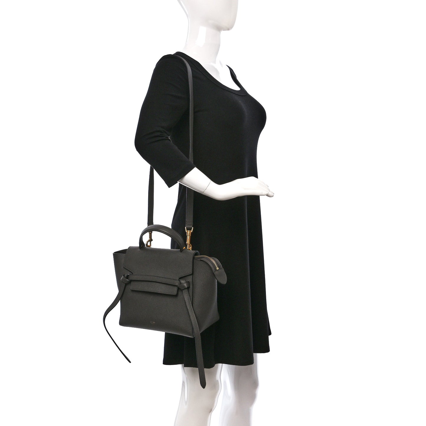 Baby Grained Calfskin Micro Belt Bag Grey