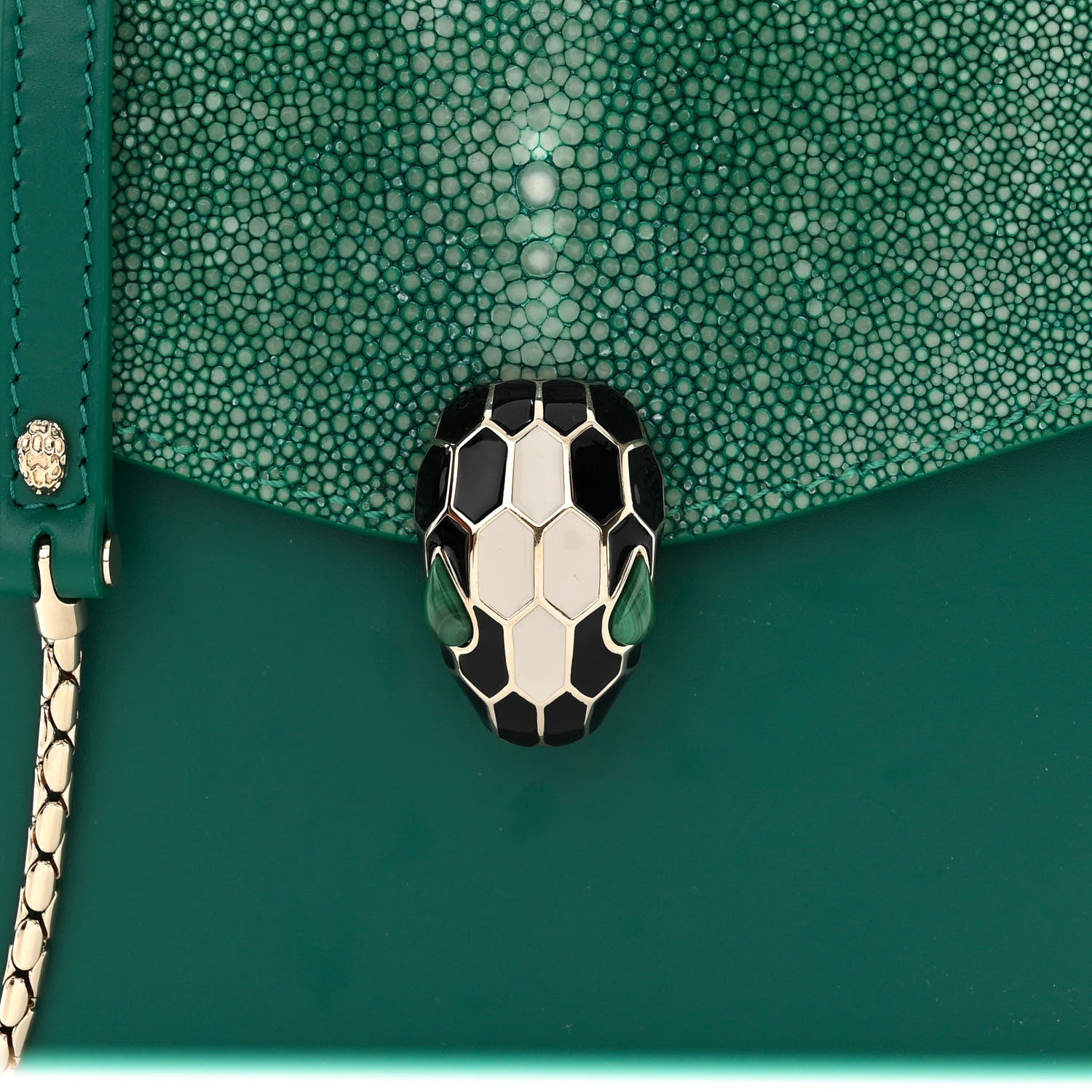 Bulgari Calfskin Galuchat Serpenti Forever Crossbody Emerald Green 8 of 10