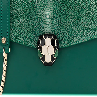 Bulgari Calfskin Galuchat Serpenti Forever Crossbody Emerald Green 8 of 10
