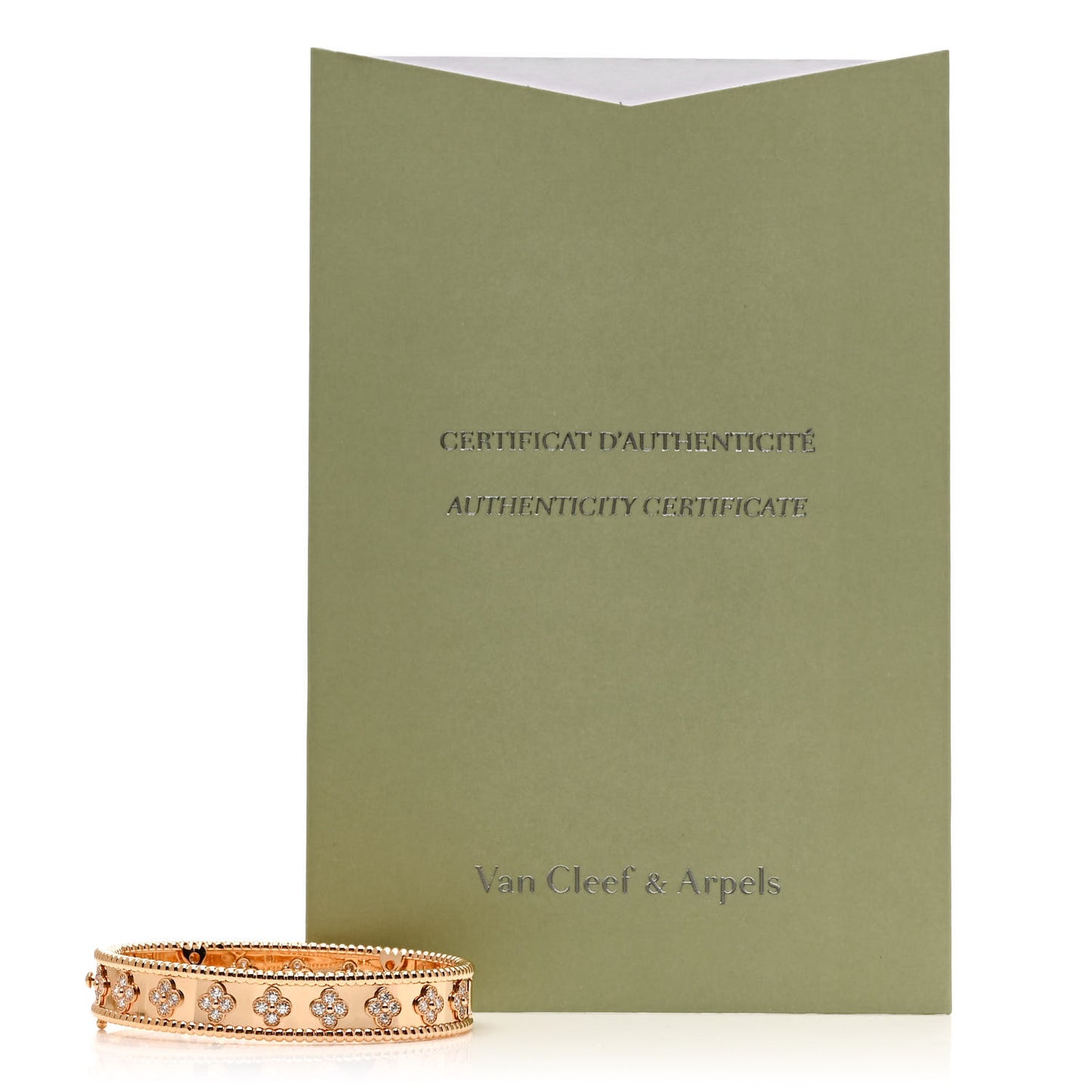 18K Rose Gold Diamond Perlee Clovers Bangle Bracelet S