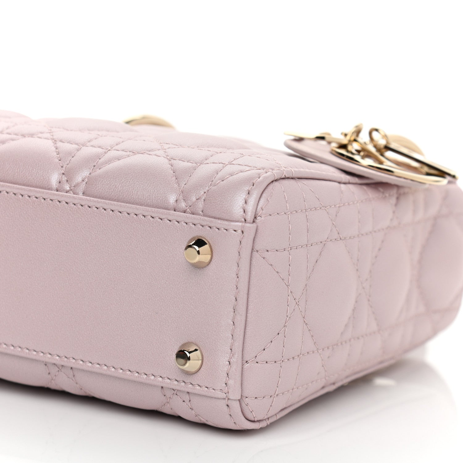 Christian Dior Metallic Lambskin Cannage Mini Lady Dior Lotus 10 of 10