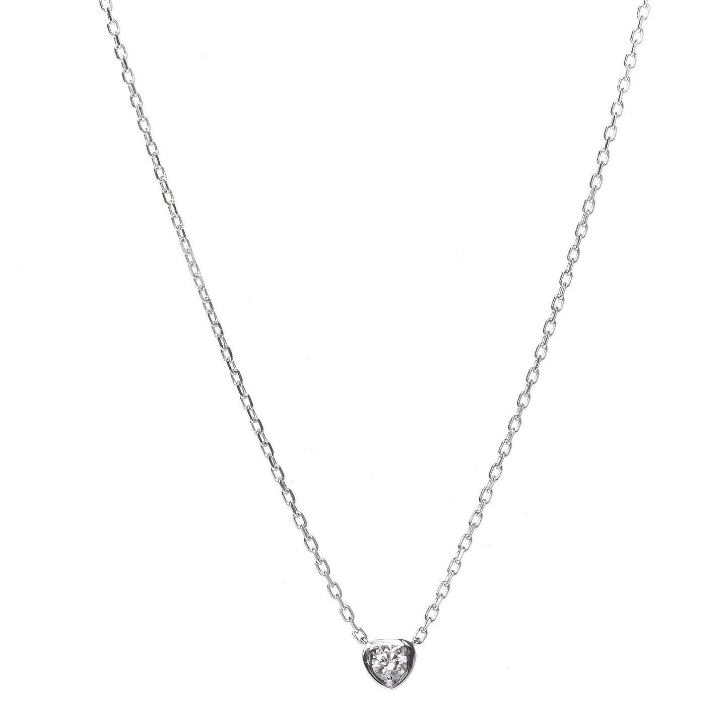 18K White Gold Diamond D'Amour Heart Pendant Necklace
