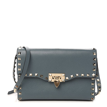 Valentino Garavani Pebbled Calfskin Medium Rockstud Flip Lock Crossbody Bag Sarcelle 1 of 9