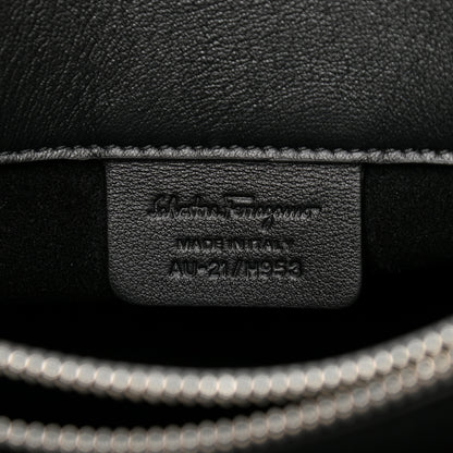 Salvatore Ferragamo Calfskin The Studio Colorblock Bag Black Brown 7 of 11