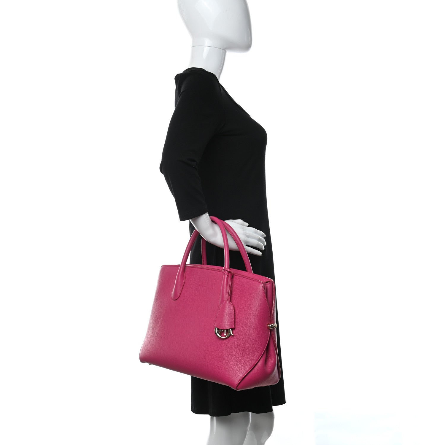 Christian Dior Grained Calfskin Bar Tote Coquelicot 2 of 9