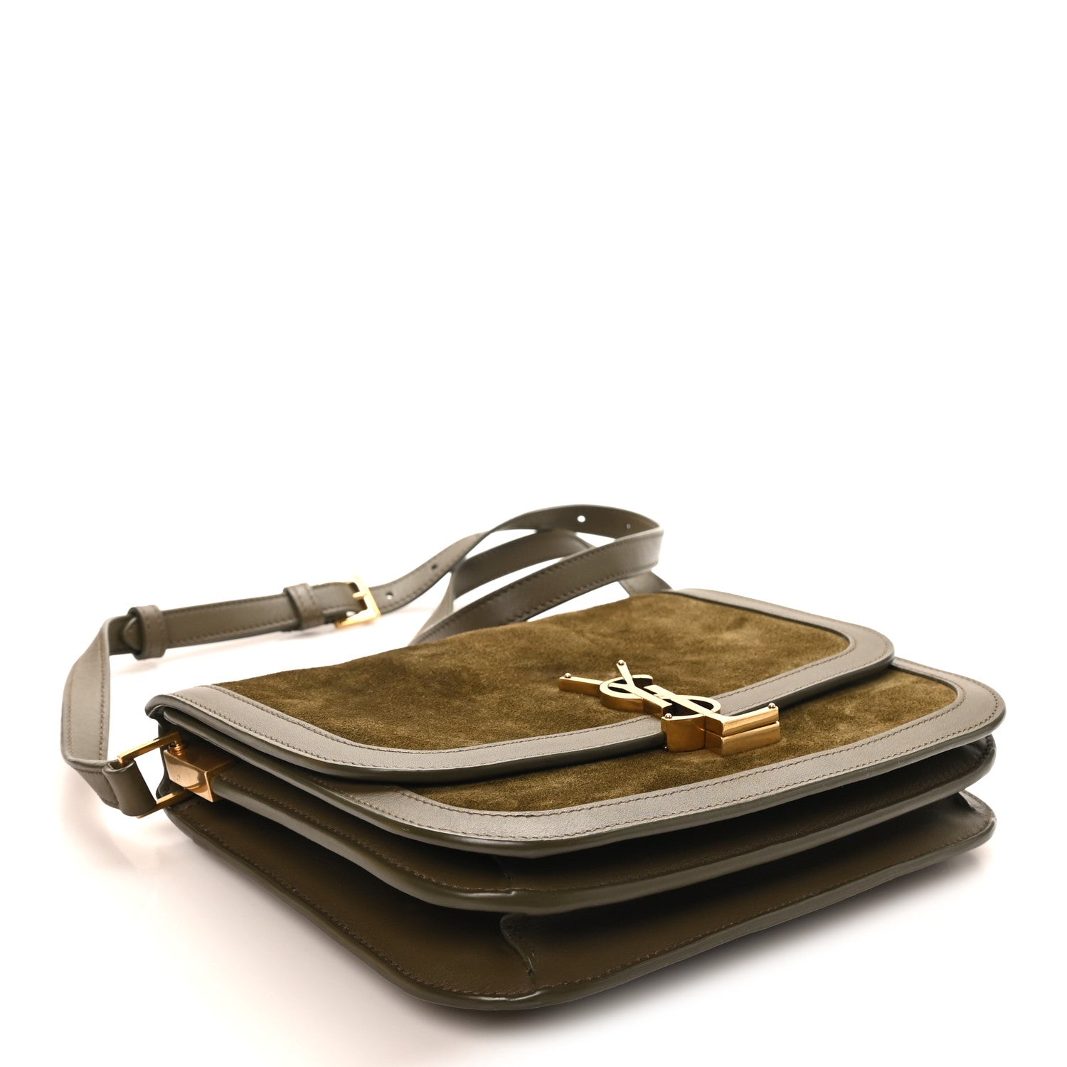 Saint Laurent Suede Smooth Calfskin Monogram Medium Solferino Soft