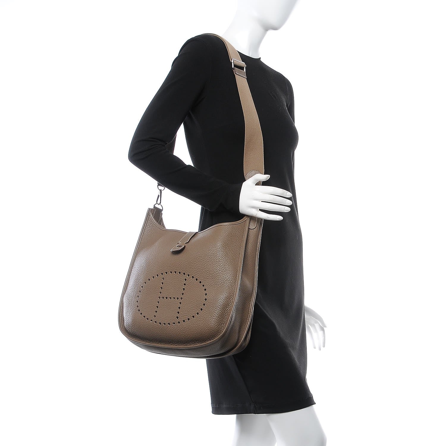 Hermes Taurillon Clemence Evelyne III GM Etoupe 2 of 8