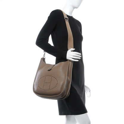 Hermes Taurillon Clemence Evelyne III GM Etoupe 2 of 8